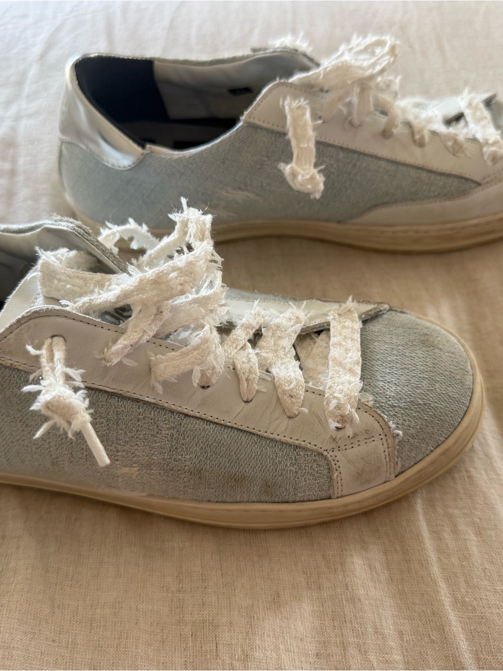 P448 Light Gray and White Low-Top Sneakers